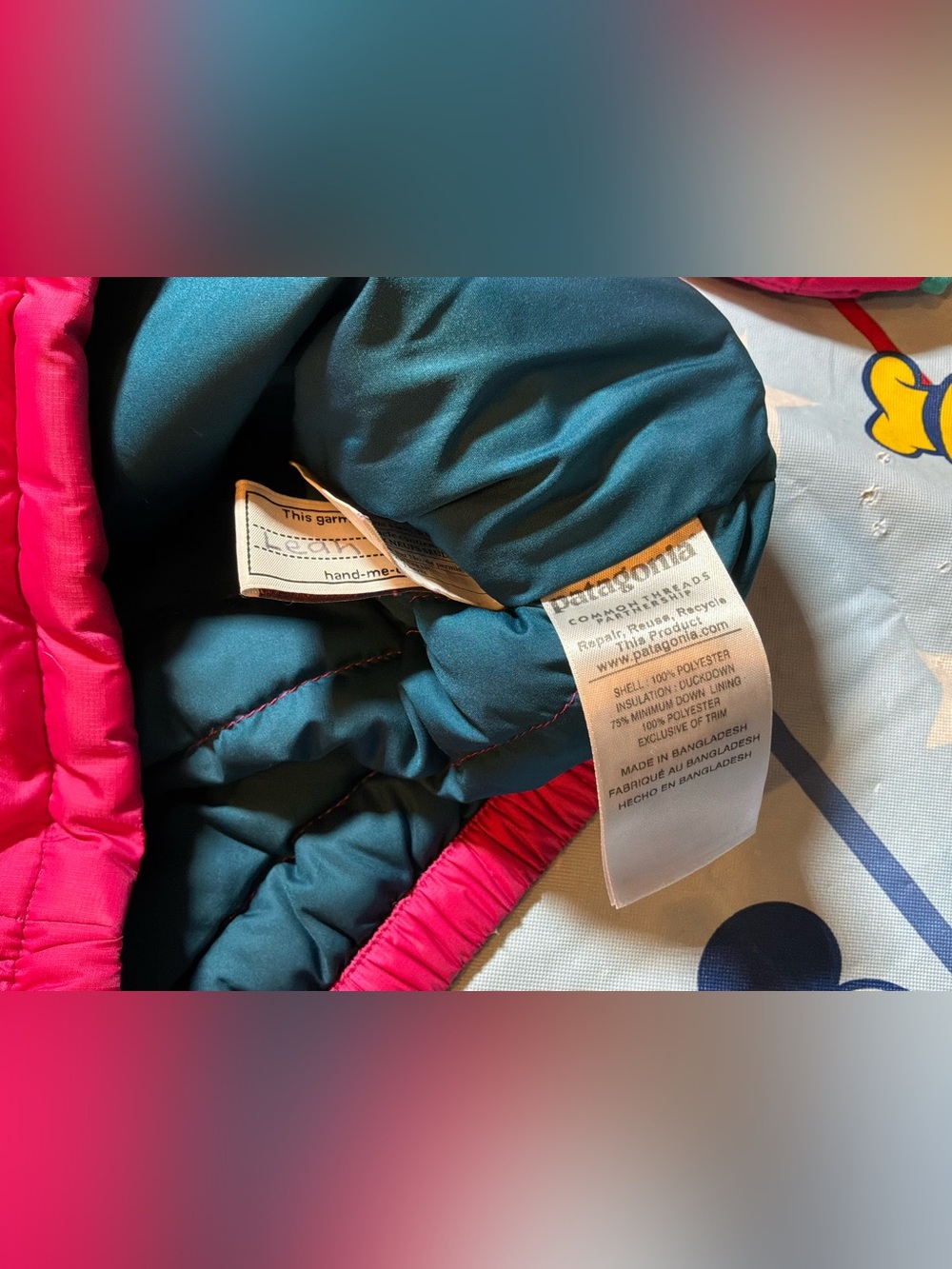 Patagonia nano puff primaloft child jacket pink & blue size 5t - Picture 4 of 7
